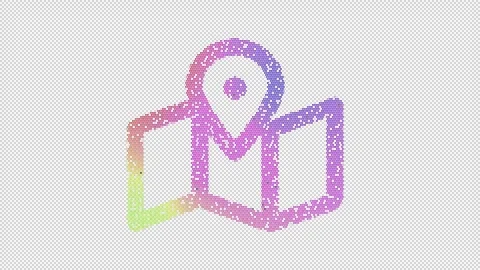 Icon map marked is made up of LED square shapes that shimmer and flicker. There Stock Footage 293940099