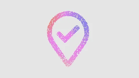Icon map marker check is made up of LED square shapes that shimmer and flicker. Stock Footage 298142928