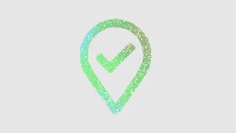 Icon map marker check is made up of LED square shapes that shimmer and flicker. Stock Footage 298151960