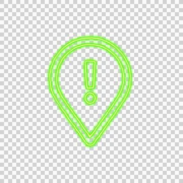 Icon map marker exclamation from the flow of energy of green color. Shimmering Stockillustratie