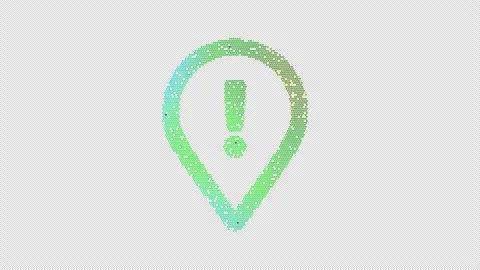 Icon map marker exclamation is made up of LED square shapes that shimmer and Stock Footage 298151993