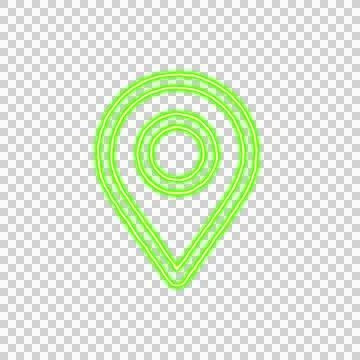 Icon map marker from the flow of energy of green color. Shimmering neon Stockillustratie