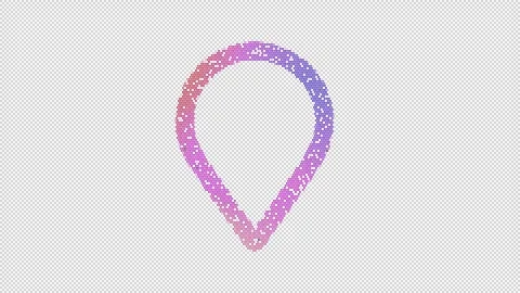 Icon map marker is made up of LED square shapes that shimmer and flicker. There Stock Footage 293939745