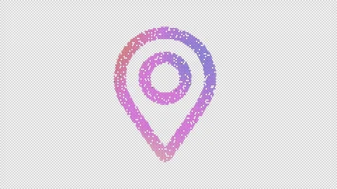 Icon map marker is made up of LED square shapes that shimmer and flicker. There Stock Footage 293940021