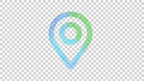 Icon map marker is made up of LED square shapes. There are bright diodes and Illustrazione stock
