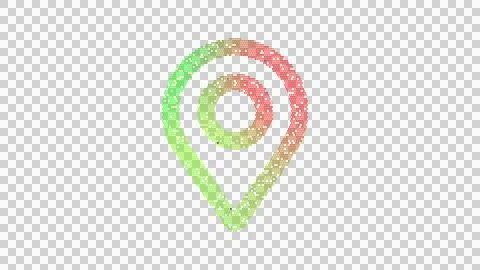 Icon map marker is made up of LED square shapes. There are bright diodes and Illustrazione stock