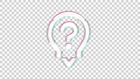 Icon map marker question is distorted. Glitch. Noise, chromatic aberration, Stock Illustration