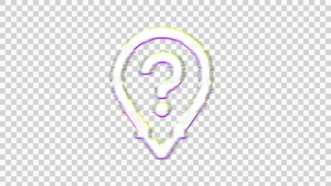 Icon map marker question is distorted. Glitch. Noise, chromatic aberration, Stock Illustration
