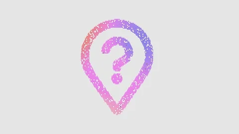 Icon map marker question is made up of LED square shapes that shimmer and Stock Footage 298143309
