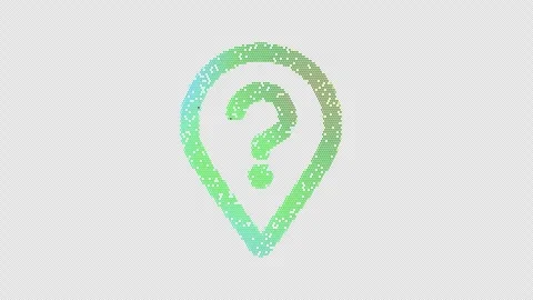 Icon map marker question is made up of LED square shapes that shimmer and Stock Footage 298152065