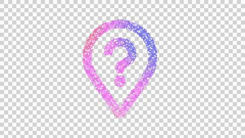 Icon map marker question is made up of LED square shapes. There are bright Stock Illustration
