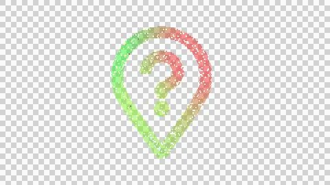 Icon map marker question is made up of LED square shapes. There are bright Stock Illustration