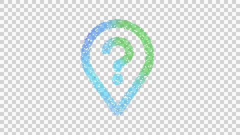 Icon map marker question is made up of LED square shapes. There are bright Stock Illustration