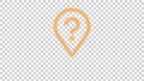 Icon map marker question is made of yellow grains of sand. Some grains of sand Stock Illustration