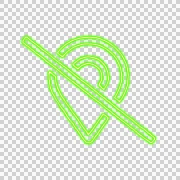 Icon map marker slash from the flow of energy of green color. Shimmering neon Stockillustratie