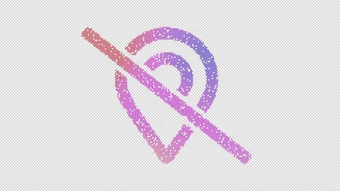 Icon map marker slash is made up of LED square shapes that shimmer and flicker. Stock Footage 298155237