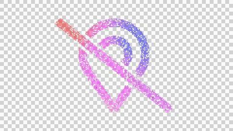 Icon map marker slash is made up of LED square shapes. There are bright diodes Illustrazione stock