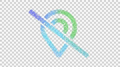 Icon map marker slash is made up of LED square shapes. There are bright diodes Illustrazione stock