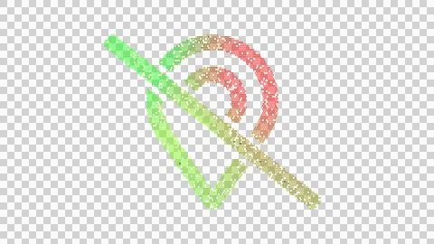 Icon map marker slash is made up of LED square shapes. There are bright diodes Illustrazione stock