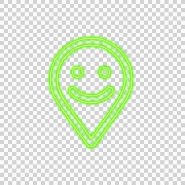 Icon map marker smile from the flow of energy of green color. Shimmering neon Stockillustratie