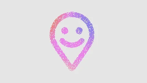Icon map marker smile is made up of LED square shapes that shimmer and flicker. Stock Footage 298143688