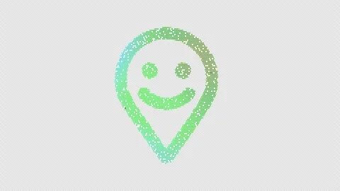 Icon map marker smile is made up of LED square shapes that shimmer and flicker. Stock Footage 298152153