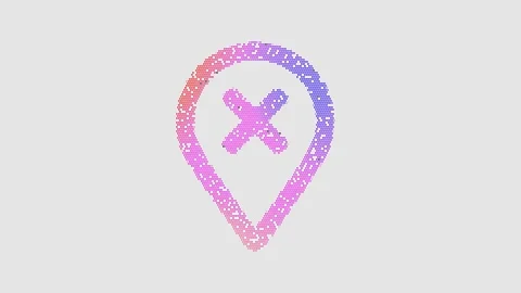 Icon map marker X is made up of LED square shapes that shimmer and flicker. Stock Footage 298143868
