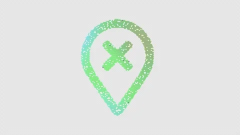 Icon map marker X is made up of LED square shapes that shimmer and flicker. Stock Footage 298152167