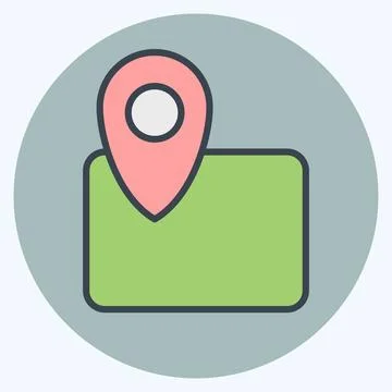 Icon Map. related to Civil Engineering symbol. color mate style. design edi.. Stock Illustration