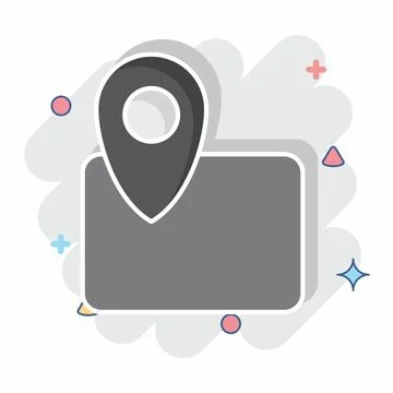 Icon Map. related to Civil Engineering symbol. comic style. design editable Stock Illustration