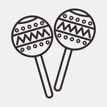 Icon maraca. Day of the dead celebration elements. Icons in line style. Goo.. Illustrazione stock