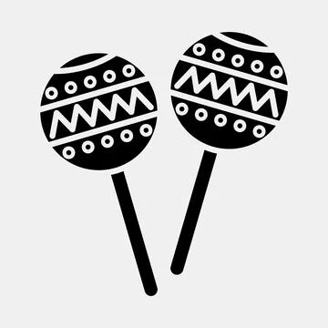 Icon maraca. Day of the dead celebration elements. Icons in glyph style. Go.. イラスト素材