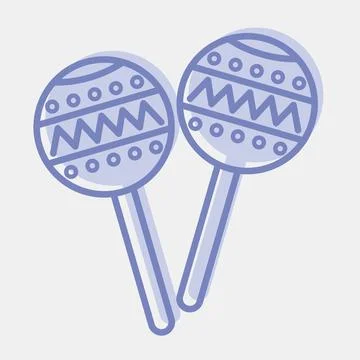 Icon maraca. Day of the dead celebration elements. Icons in two tone style... イラスト素材