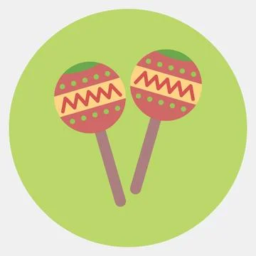 Icon maraca. Day of the dead celebration elements. Icons in color mate styl.. Stockillustratie