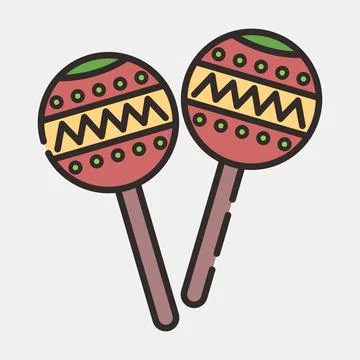 Icon maraca. Day of the dead celebration elements. Icons in filled line sty.. Stockillustratie
