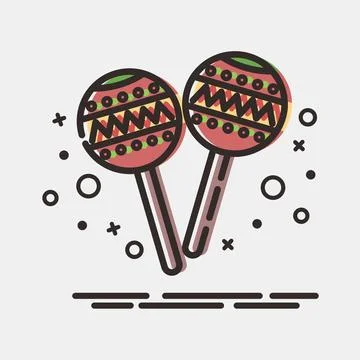 Icon maraca. Day of the dead celebration elements. Icons in MBE style. Good.. Stockillustratie