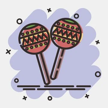 Icon maraca. Day of the dead celebration elements. Icons in comic style. Go.. Illustrazione stock