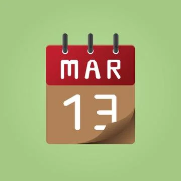 Icon of march 13 Stock Illustration