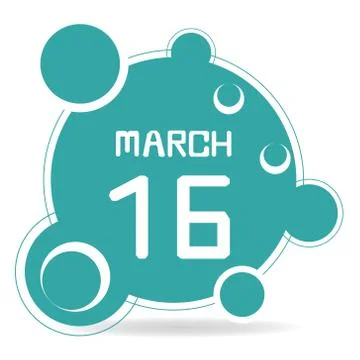 Icon of march 16 Stock Illustration