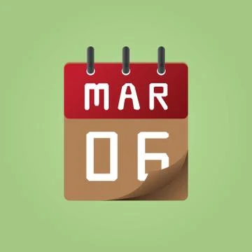 Icon of march 6 Stock Illustration