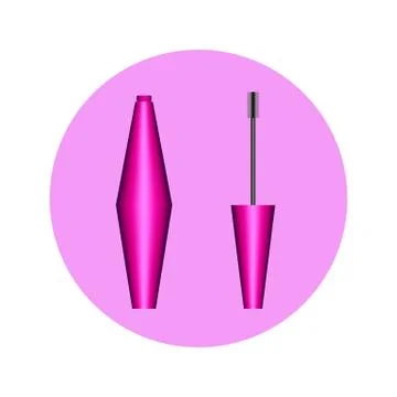 Icon mascara in a pink container in circle Stock Illustration