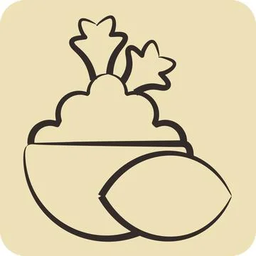 Icon Mashed Potato. related to Vegan symbol. hand drawn style. simple desig.. Stock Illustration