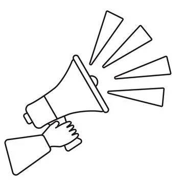 Icon with megaphone with hand for concept design. doodle megaphone design. Bu Stock Illustration