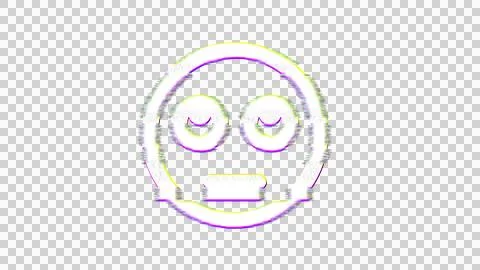 Icon meh rolling eyes is distorted. Glitch. Noise, chromatic aberration, Stock Illustration
