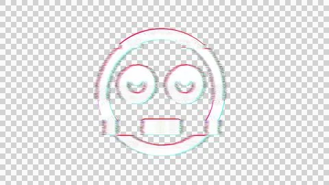 Icon meh rolling eyes is distorted. Glitch. Noise, chromatic aberration, Stock Illustration