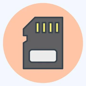 Icon Memory Card. suitable for Computer Components symbol. color mate style.  Stock Illustration