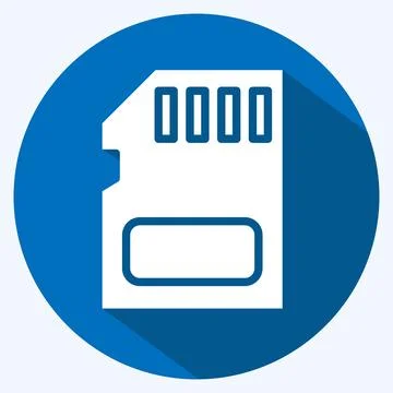 Icon Memory Card. suitable for Computer Components symbol. long shadow style. Stock Illustration