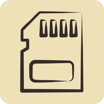 Icon Memory Card. suitable for Computer Components symbol. hand drawn style.. Stock Illustration