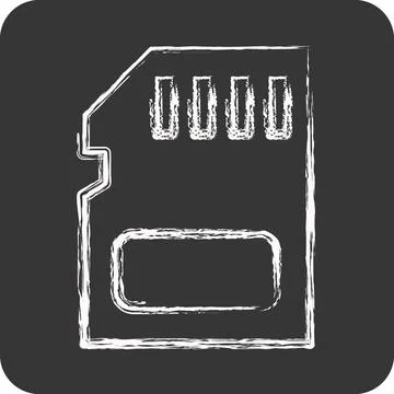 Icon Memory Card. suitable for Computer Components symbol. chalk Style. sim.. Stock Illustration