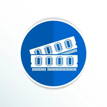 Icon of memory chip RAM hardware rom power Stock Illustration